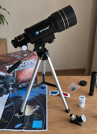 Набір для досліджень opticon apollo 70/300 150x телескоп зі штативом