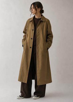 Zara коричневий довгий оверсайз плащ тренч макентош максі вільний демісезон з чоловічого плеча маскулінний повсякденний базовий р. s m l