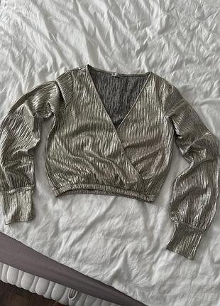 Блуза zara s блискуча металік