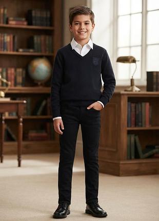 Джинси чорні шкільні класичні з еластичного деніму slim fit 158 см 13 років від нм