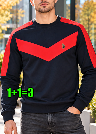 🤩1+1=3 стильний темно-синій чоловічий лонглсів светр luke, розмір 46 - 48