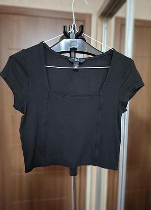 Чорна футболка-топ new look оригінального крою xs–s