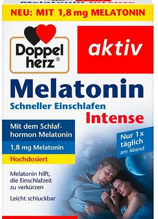 Doppelherz aktiv melatonin intense (40 міні-таблеток).
основні характеристики:
• активна речовина: мелатонін (гормон сну).
•m