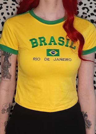 Топ жіночий brasil жовтий з зеленим