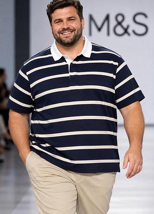 Чоловіча футболка поло m&s темно-синя 4xl 100% бавовна
