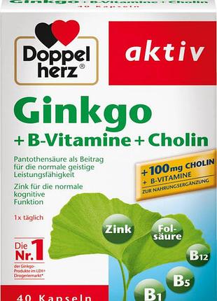 Doppelherz aktiv ginkgo + b-vitamine + cholin (40 капсул), предназначенную для поддержания умственной работоспособности, памяти и концентрации.