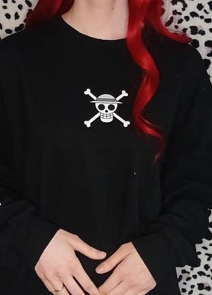 Світшот жіночий one piece x fb sister чорний з принтом