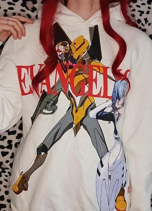 Худі жіноче bershka evangelion біле з принтом