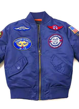 Куртка top gun ma-1 бомбер синя з нашивками для хлопця
