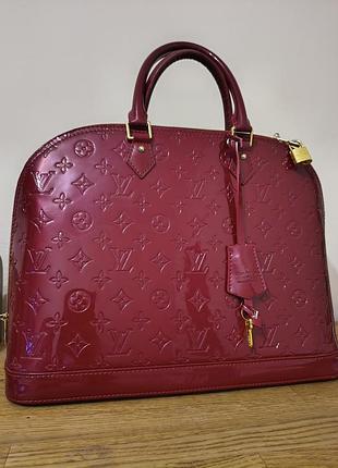 Сумка жіноча louis vuitton alma велика, бордова, лакова шкіра