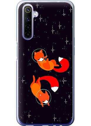 Чохол 2d пластиковий на телефон realme 6 лисички в космосі "4519t-1913-58250"