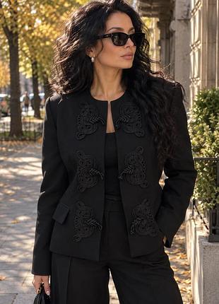 Жакет  zara s , жакет zara s чорний з декоративними застібками, стильний піджак