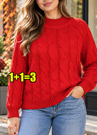 🤩1+1=3 жіночий червоний светр під горло tu, розмір 48 - 50