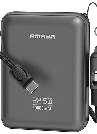 Портативний зп power bank amaya f237c pd22.5w with cable 20000 mah grey