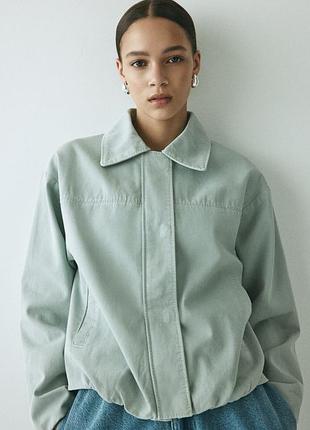 Куртка-бомбер с воротником мятная, светло-бирюзовая h&amp;m xxs