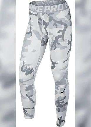 Мужские леггинсы тайтсы nike pro hypercool men's camo compression tights