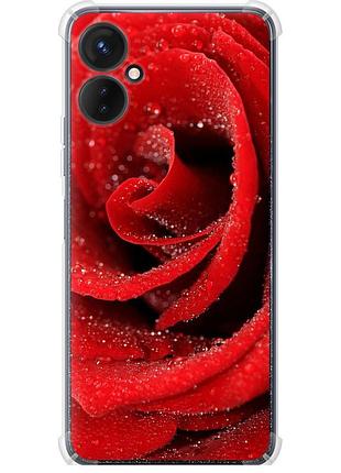 Чехол силикон с усиленными углами на телефон tecno spark 9 pro красная роза "529sp-2832-58250"