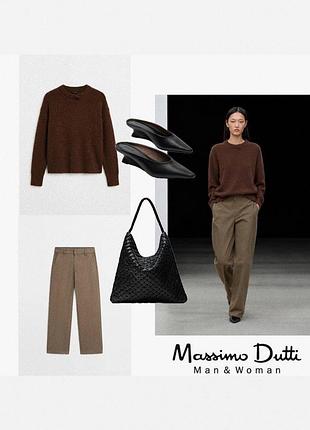 Коричневый шерстяной свитер massimo dutti