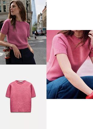 Розовая футболка свитер zara • кофта с коротким рукавом зара old money