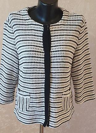 Жакет кардиган gerry weber collection / черно-белый вязаный жакет блейзер
