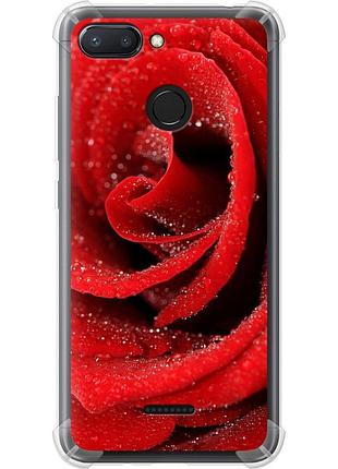 Чехол силикон с усиленными углами на телефон xiaomi redmi 6 красная роза "529sp-1521-58250"