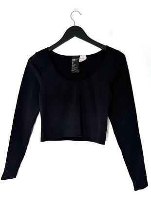 Чорний лонгслив в рубчик h&m