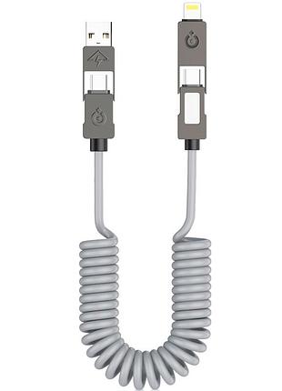 Дата кабель amaya acd-340 4in1 type-c/usb to lightning/type-c 240w (2m) gray