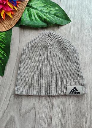 Серая вязаная шапка-бини бренда adidas performance возраст 1-2 года