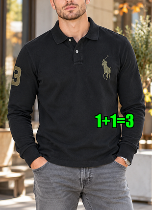 🤩1+1=3 мужской серый свитер поло хлопок ralph lauren оригинал, размер 46 - 48