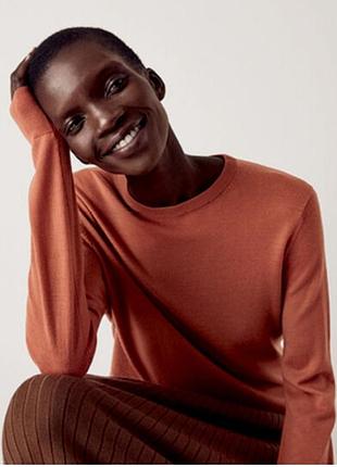 Тонкий жіночий светр з вовни uniqlo теракотового кольору розмір xl/50