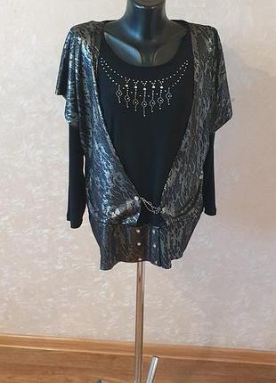 Нарядная блуза-имитация двойки vip sinyorita с люрексом и стразами