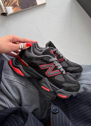 Замшевые кроссовки new balance 9060 black/fire cracker