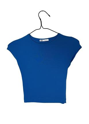 Синя коротка футболка топ zara