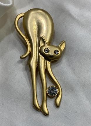 ✨🐈‍⬛✨ вінтажна масивна брошка вишукана кішка  modernist / art deco revival 1980і vintage