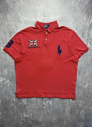 90x vintage винтажная футболка поло polo ralph lauren #3 great britain поло ральф лаурен big pony size xl размер хл