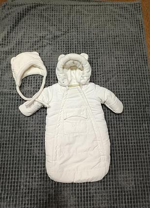Конверт спальник комбинезон+шапочка набор зимний