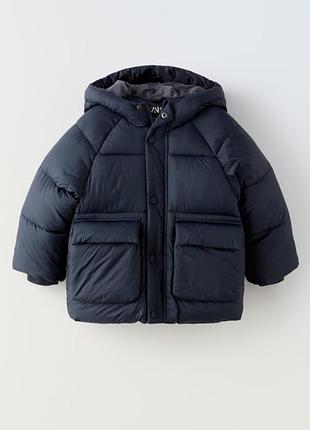 Тепла куртка демісезонна зимова zara 92 - 98 євро зима чорна