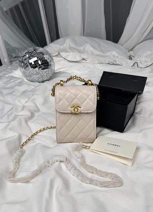 Chanel quilted mini bag cream leather gold hardware