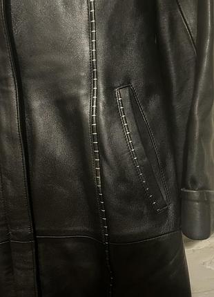 Кожаный тренч плащ 4