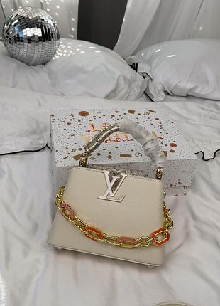 Louis vuitton capucines mini cream python handle