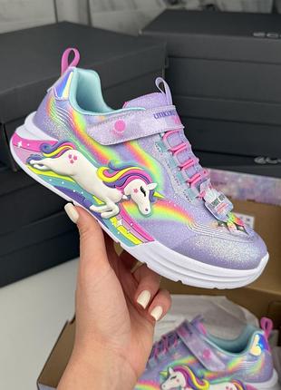 Мигающие кроссовки на липучках skechers unicorn chaser