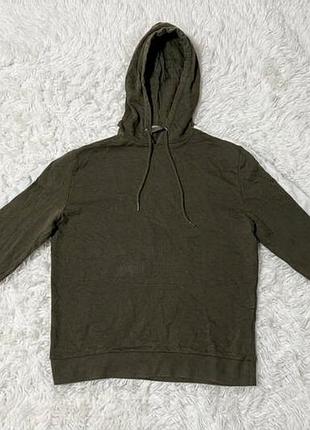 Мужское худи asos в приятном цвете хаки с белыми вставками (размер s-m).