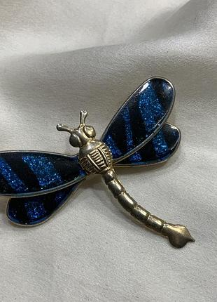 🦋✨ вінтажна брошка небесна бабка з емаллю та глітером vintage art nouveau / art deco