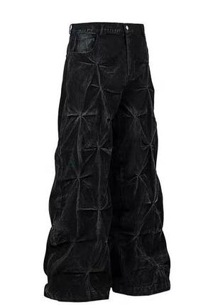 Фактурные багги джинсы со складками-звездами / balenciaga star pleated jeans