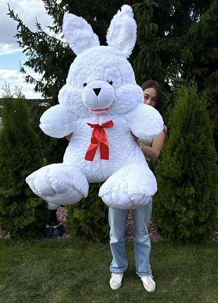 М'який якісний плюшевий зайчик 140 см, плюшевий заєць 1 м, колір білий