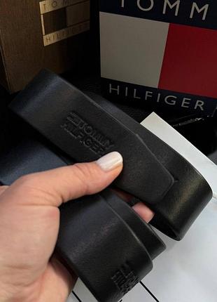 Мужской ремень tommy hilfiger, ремень из натуральной кожи томми, мужской ремень томи хелфигер из натуральной кожи черный