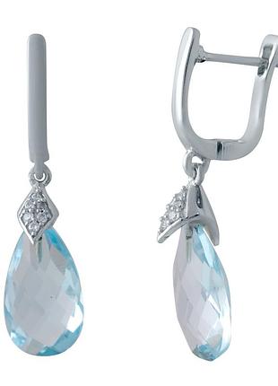 Серебряные серьги lover с натуральным топазом каплевидной формы (2042679)
