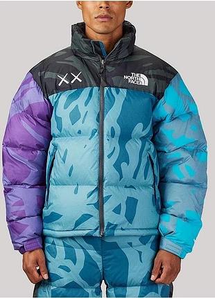 Пуховик kaws x the north face s retro 1996 nupste jacket monterey blue