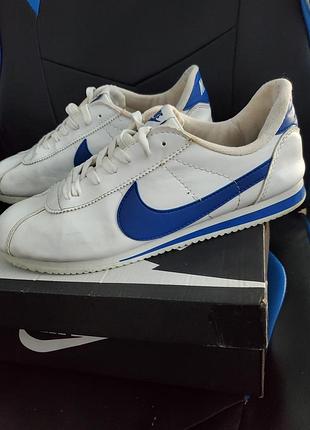 Кросівки чоловічі nike cortez білі з синім, розмір 42.5