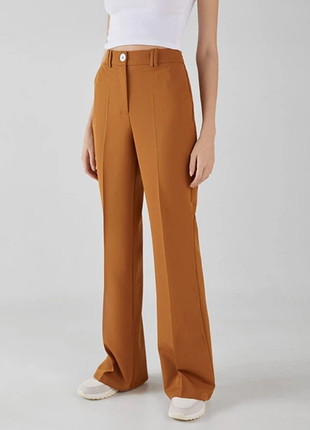Брюки/брюки bershka eur 40 р. 096 12 р. классические/клеш/коричневые/укороченные